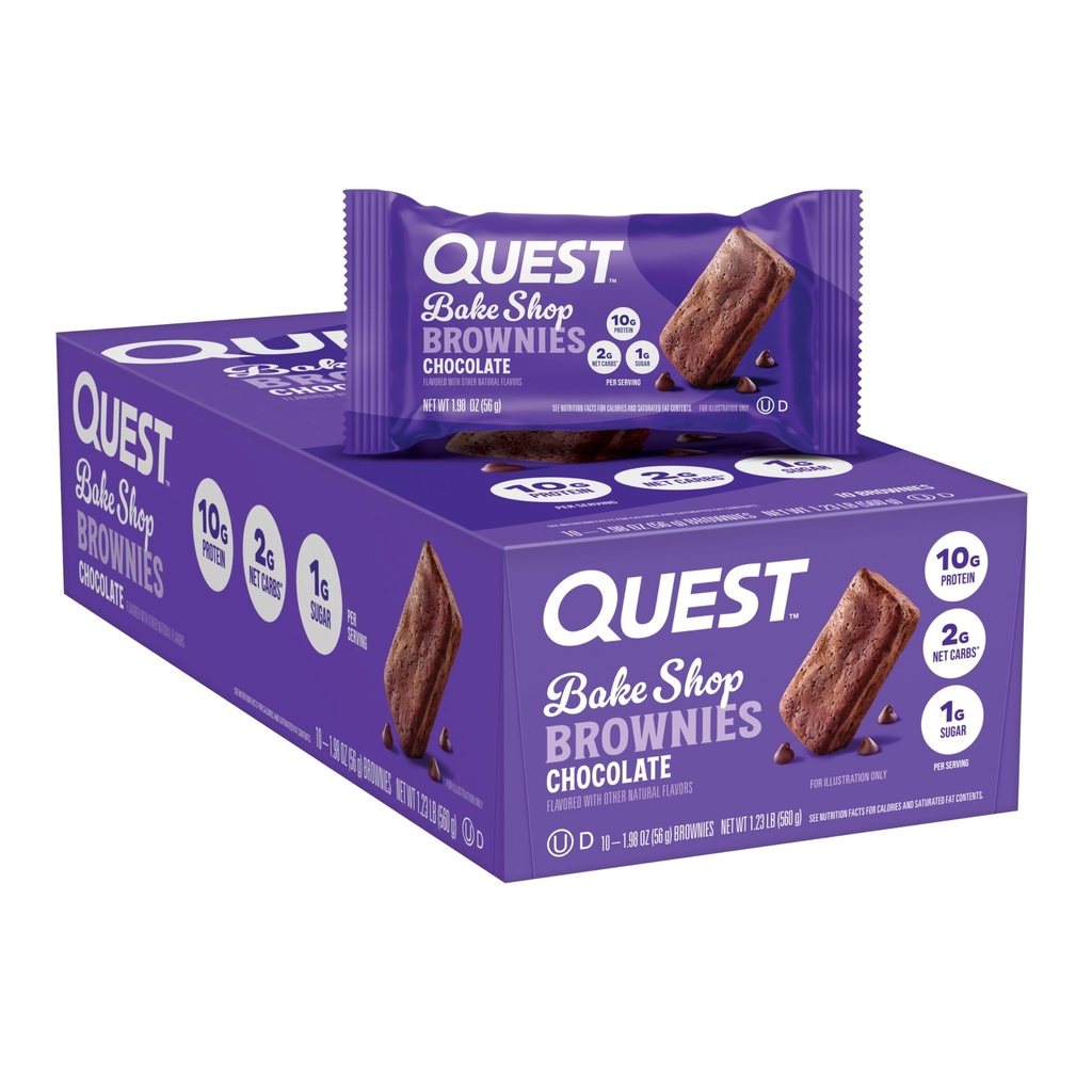 Quest Nutrition Bake Shop, Chocolate Brownies, 10g proteiinia, 2g Net Carbs, 1g sokeria, proteiinia välipala, 10