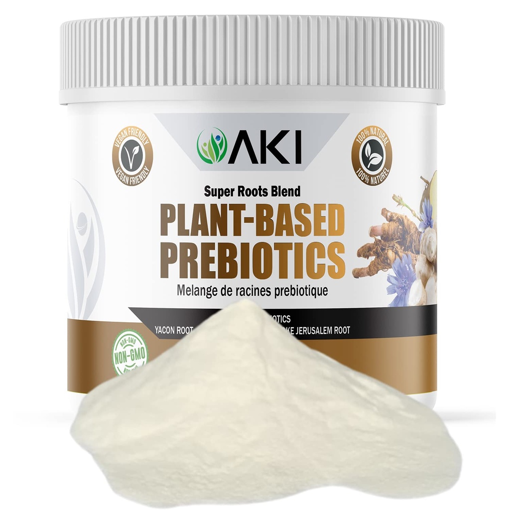 AKI Plant-Based Prebiotic Blend (6oz/170g) - Ideal Source of FOS & Inulin - Nourish Intestinal Flora & Immunity - Idealisk för Protein Shakes, Juice, Smoothies - Keto Friendly, Vegan, Gluten & GMO Free