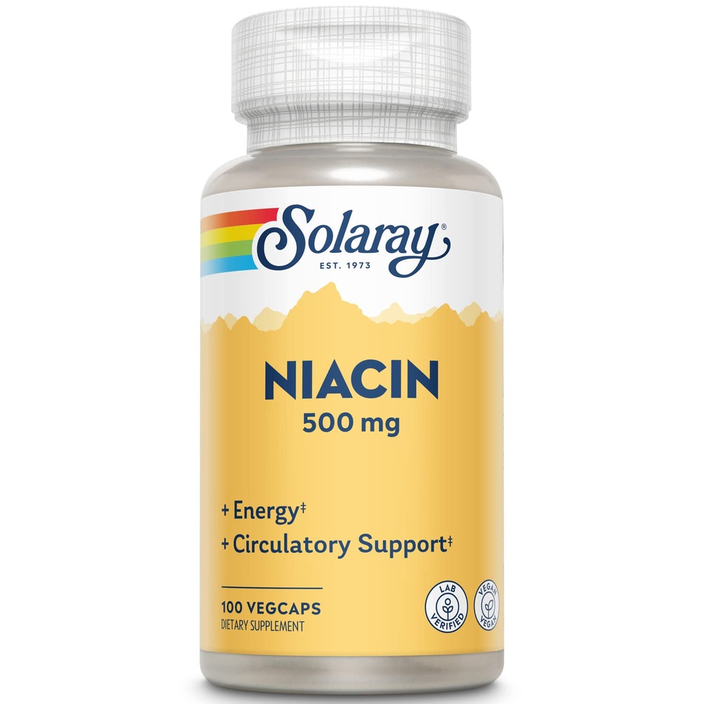 SOLARAY Niacin 500 mg, B3-vitamiini .