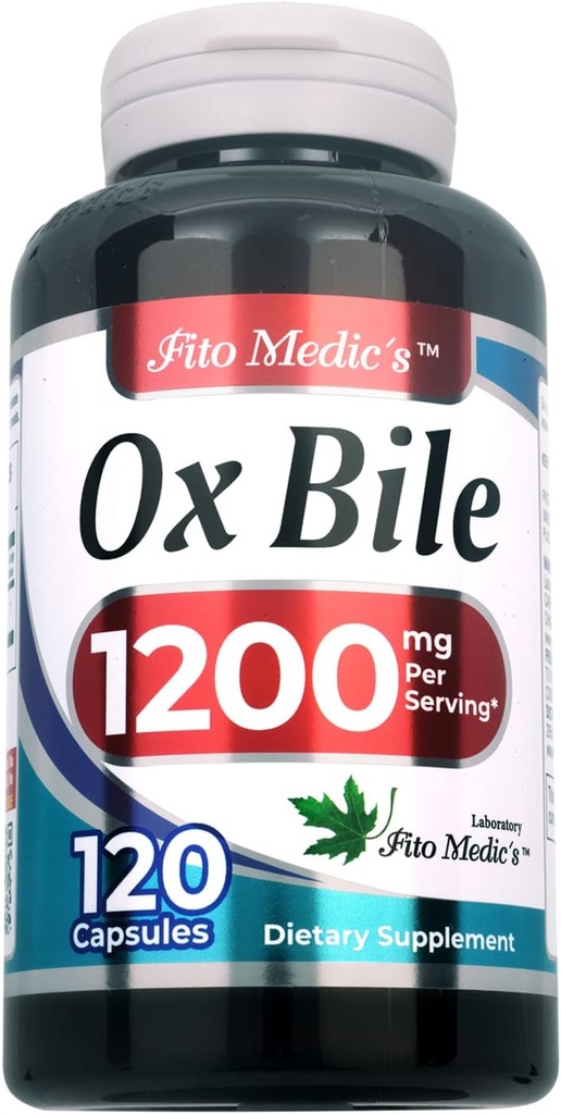 Lab - Bile Salts, Ox Bile, 1200 mg per servering, 120 Caps-Digestive Enzymes Supplement, ox Bile Supplement.