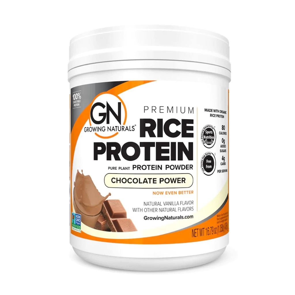 Kasvu Naturals Organic Premium Rice Protein Powder, Chocolate Power, non-GMO, Vegan, 16.8 Ounce
