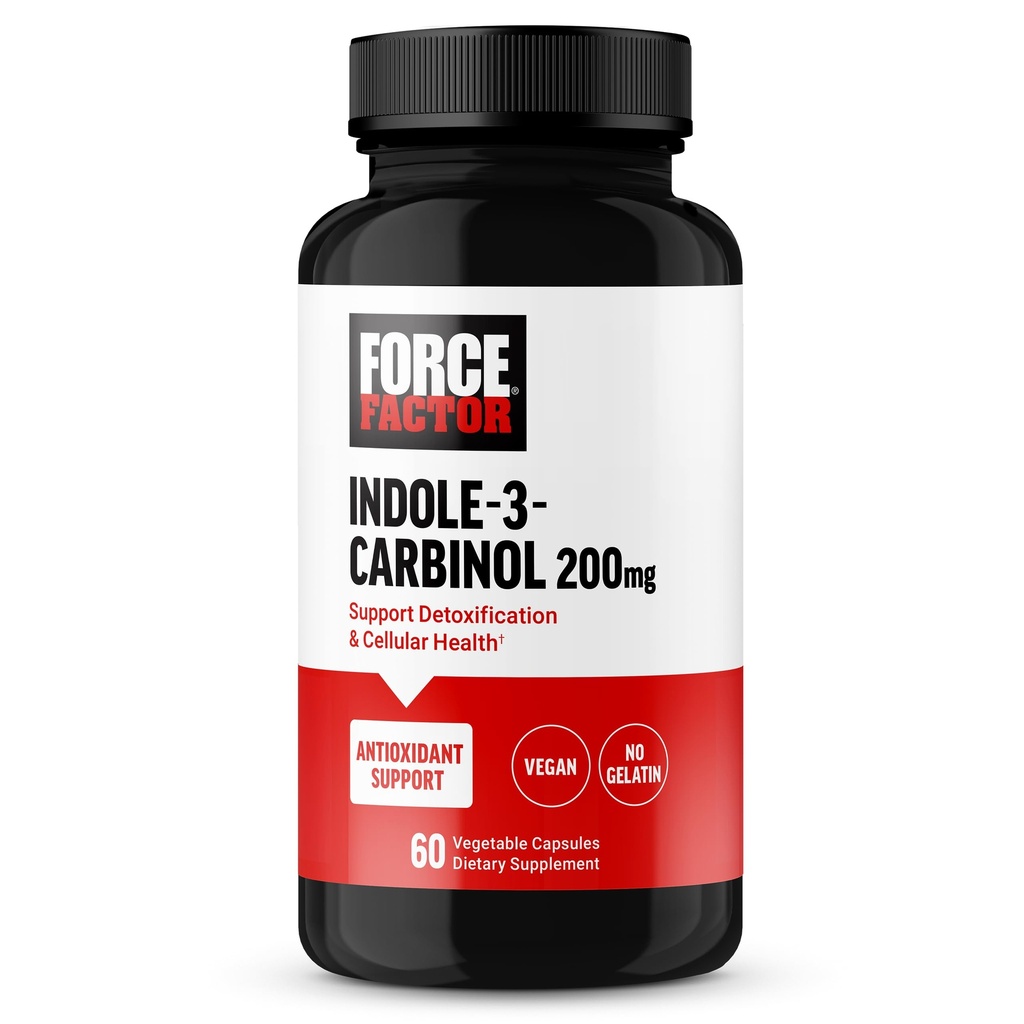 FORCE FACTOR Indole 3 Carbinol 200mg Detox och Antioxidant Supplement, Detox för män och kvinnor med antioxidanter, kliniskt Studied Dose, Vegan, No Gelatin, 60 kapslar