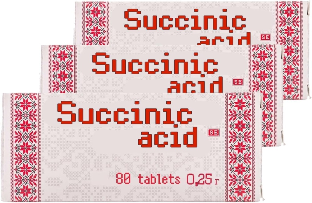 3 x Succinic Acid Amber Acid 80 tablettia Yhteensä 240 tablettia