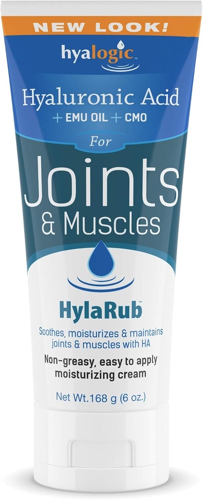 HylaRub HA Joint & Muscle Cream – Hyaluronic Acid Muscle Rub w/Emu Oil & CMO – Non Greasy, Soothes, Moisturizes & Maintains Shoulders, Knees, Back, HIPS & More 6 oz. av Hyalogic