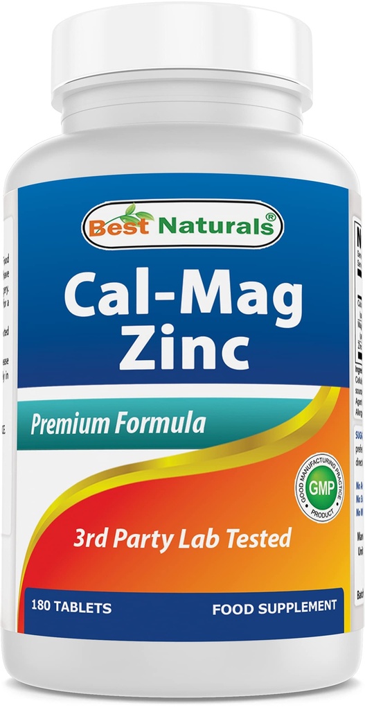 # 1 CAL MAG ZINC av bästa natur - Essential Mineral Complex - Tillverkad i en USA-baserad GMP-certifierad anläggning och tredje part som testats för renhet. Garanterad!!, 180 tabletter