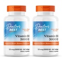Lääkärin paras, (2 pakkaus) D3-vitamiini, 125 mikrog (5000 IU), 360 Softgels