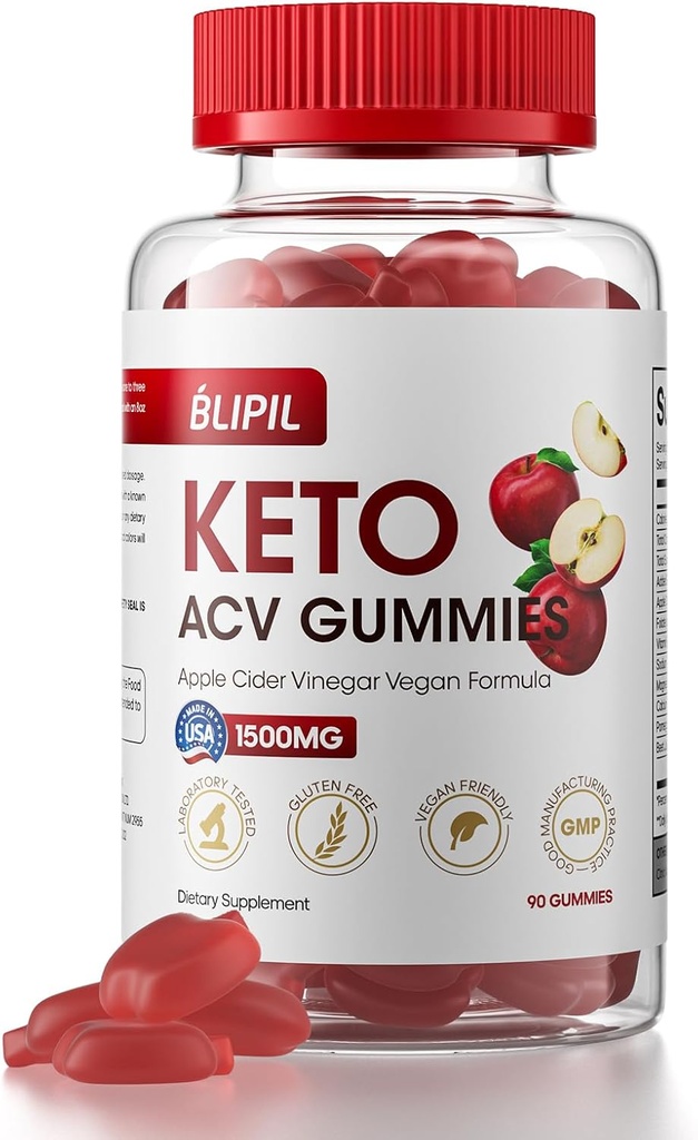 Keto ACV Gummies - Sokeriton laihtuminen Formula 1500 mg Apple Siideri Viinietikka miehille ja naisille - Liivate, Gluteeniton, Vegan & ei-GMO - 90