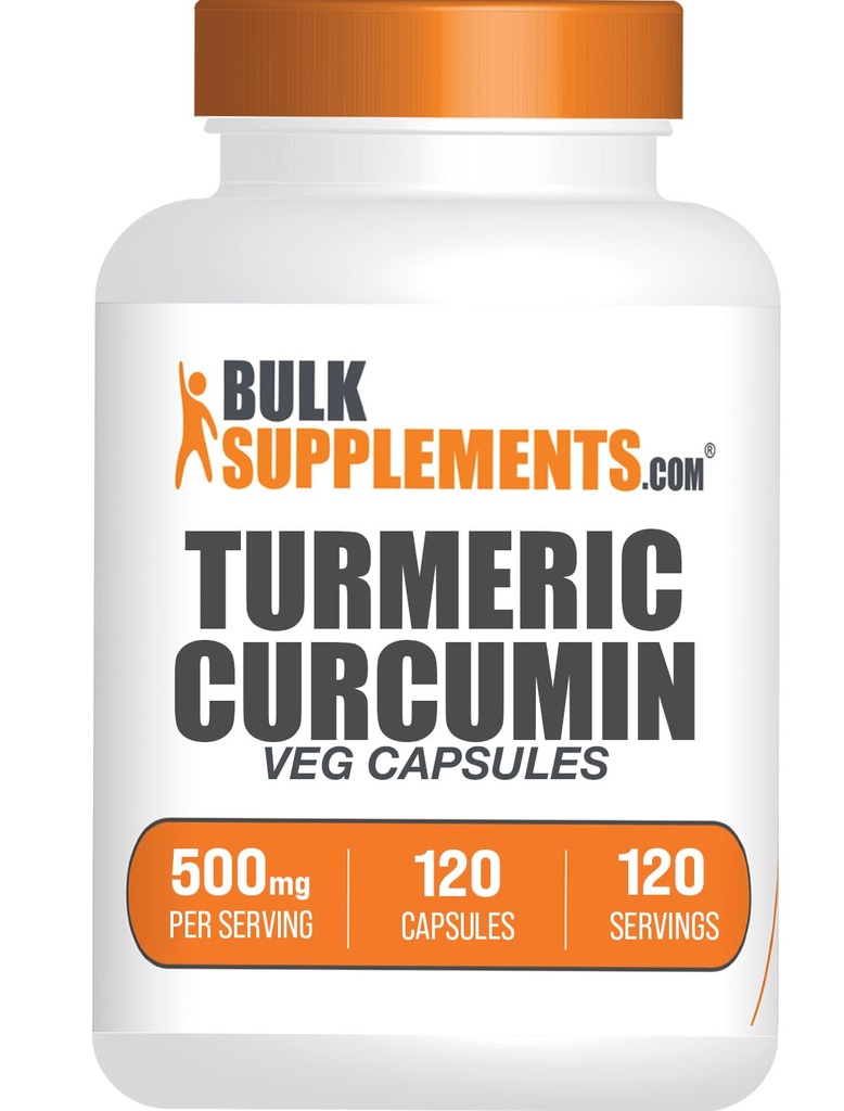 BulkSupplements.com Turmeric 500mg Pura kapselit - Curcumin lisäravinteet, Turmeeric Curcumin - Gluteeniton,120 Veg kapselit (pakkaus 1)