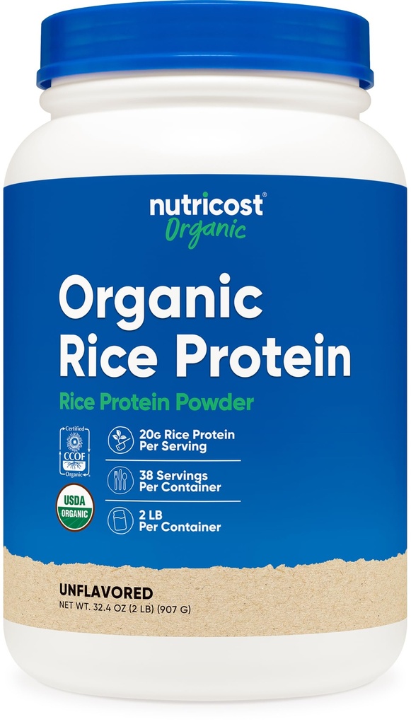Nutricost Organic Rice Protein Powder (2 LB) - Gluteeniton, muu kuin GMO (Brown Rice)