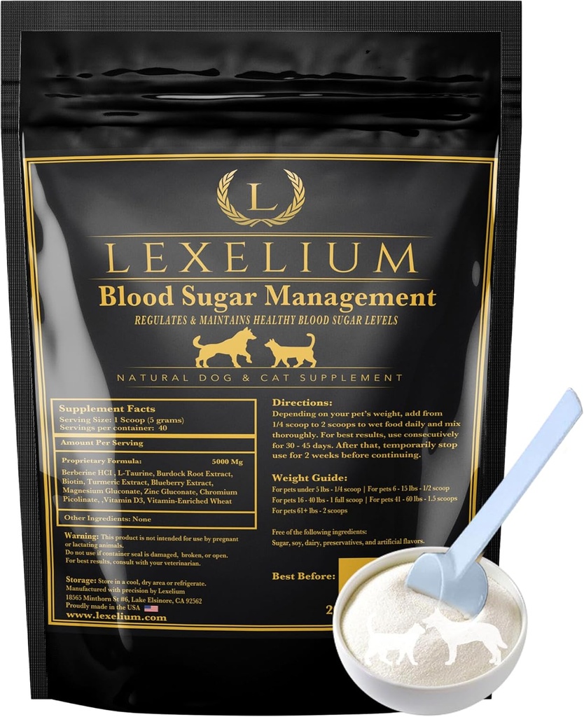 Verensokeri hoito diabetes koirat ja kissat - Vet- Formulated Powder Formula -Tuki & Säätelyt Terveellinen verensokeritasot - Lisäravinteet Insulin Sensitiivisyys & Glukoosi- Valmistettu USA -200g