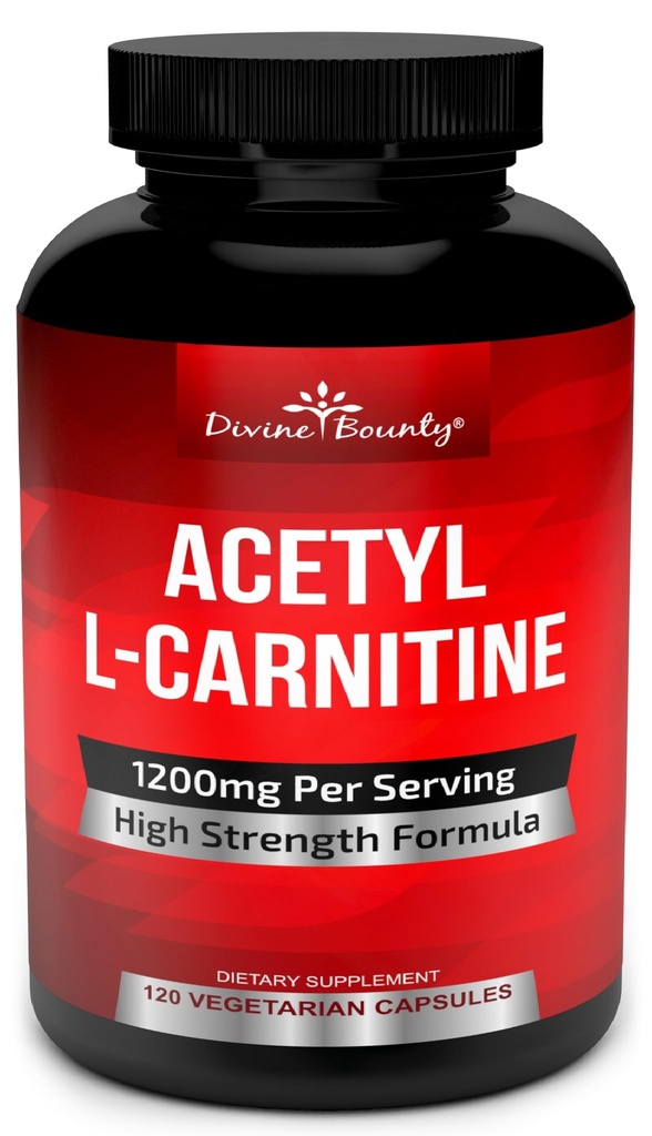 Divine Bounty Acetyl L-Carnitine Capsules 1200mg Per Serving - L Carnitine Supplement 120 Vegetariska kapslar