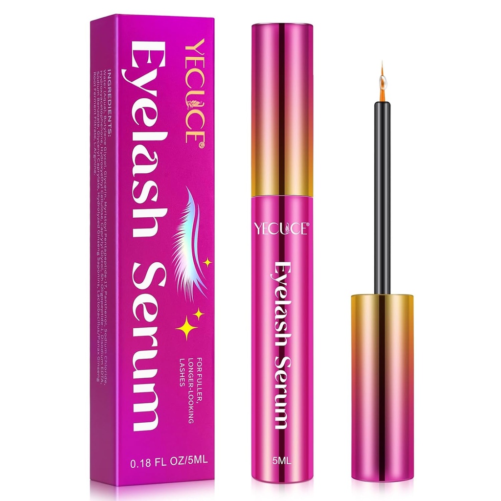 Lash Serum, 5ML Lash Serum för Eyelash Growth, Premium Eyelash Growth Serum för längre, Fuller och tjockare Lashes, Boost Lash Growth Serum: Släpp loss naturens kraft för Mesmerizing Lashes