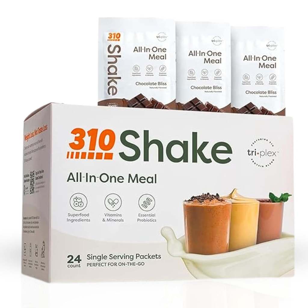 310 Nutrition - All-In-One Meal Replacement Shake - Ny Formel med Fiber Rich Vegan Superfood Blend - Naturliga sötningsmedel - Low Carb Shake, Keto & Paleo Friendly - Gluten Free - 26 Vitaminer och mineraler - Variety Shake Box - Chocolate Bliss