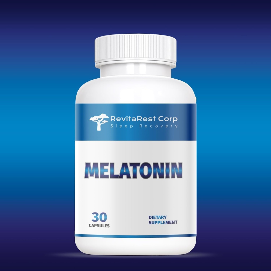 Generic RevitaRest Corp. Melatoniinin sininen 10 mg, 30 kapselia.