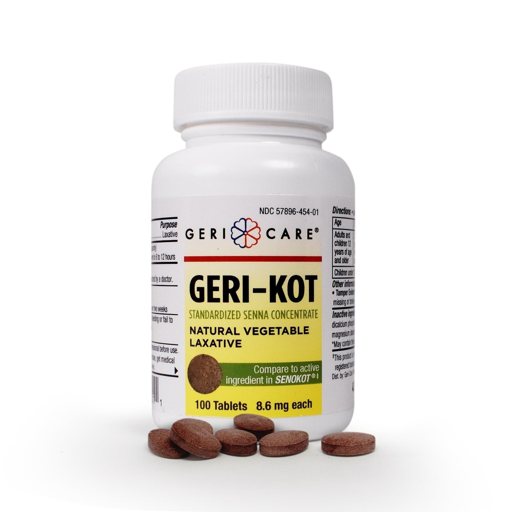 Geri-KOT Senna Laxative & Stool Softener Tabletit, 100ct. Natural Vihannesten Stimulantti Laksative. Smooth Bowel Movement Senna Tabletit...