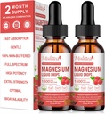 (2 pakkaus) Magnesium Glycinate Liquid Drops w/ 1500 mg magnesium Glycinate, taurate, malaatti, sitraatti, kalsium Plus Kaliumia hermoille, luut, sydänterveys ja energia Zzz - korkea absorptiovadelma maku