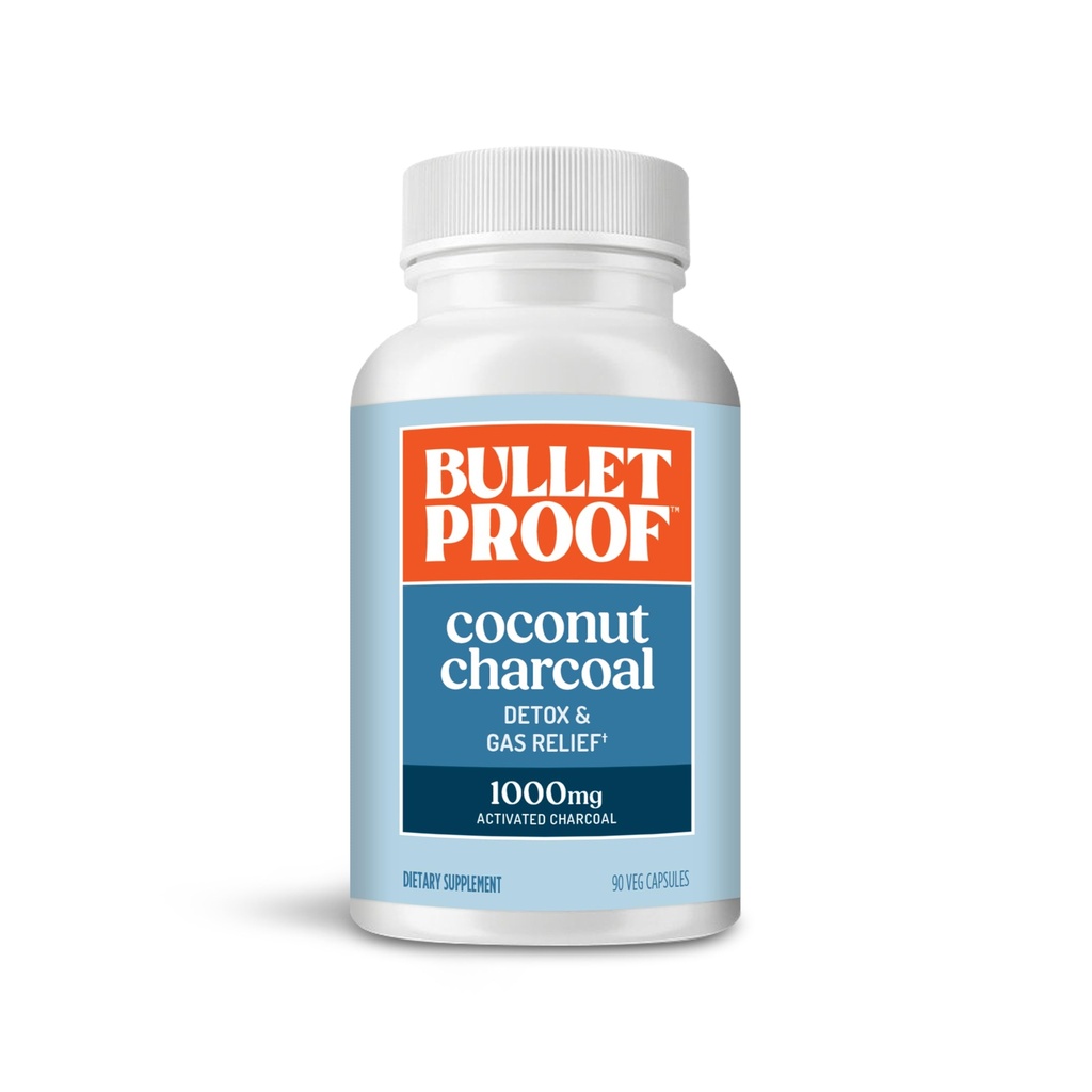 Luodinkestävä Coconut Charcoal Detox and Gas Relief Kapselit, 90 kreivi, Lähde: 100% Coconut Shells, Aktivoitu charcoal for Bloating Support, Pakkaus Toukokuu Vary