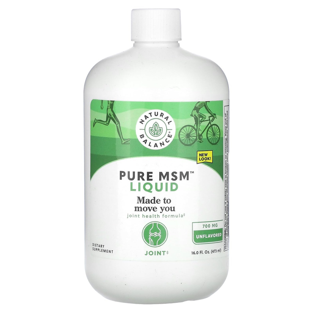 Natural Balance Pure MSM Liquid - 700 mg - Ei maukasta - Joint Support Supplement - Lab todennettu puhtaus ja teho - 60 päivän Money-Back takuu - 48 Palvelimet, 16 Fl. Oz.