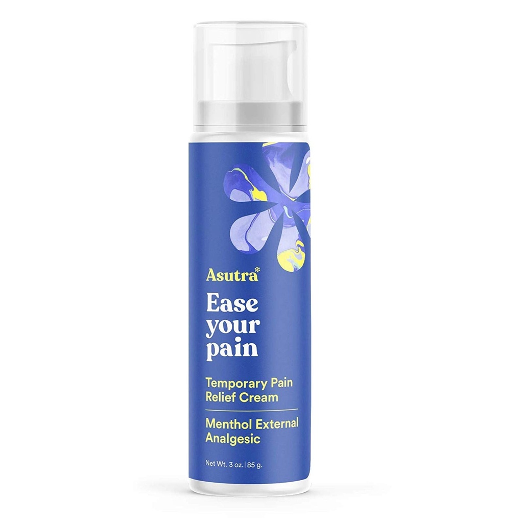 ASUTRA Relief Cream, 3 oz - Cooling Sensation, väliaikainen helpotus lihasten epämukavuudesta ja soreness, 4% Menthol, Arnica Montana ja Dimetyylisulfone (MSM)