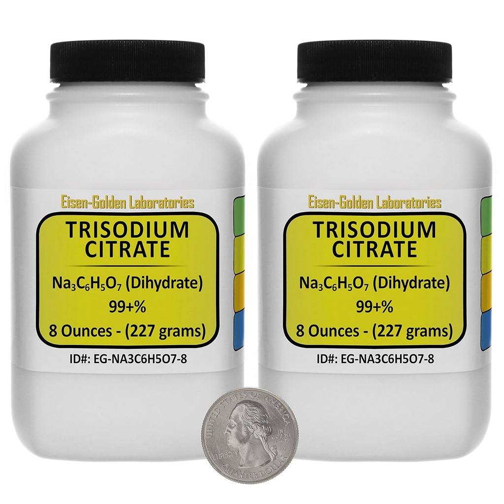Trisodium Citrate [Na3C6H5O7] 99 +% USP Grade Powder 1 Lb i två rymdsparflaskor