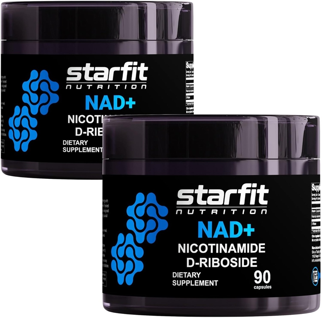 STARFIT - Nikotinamid D-Riboside (2 Pack), Booster NAD+, Energy & Focus Supplement, Anti-Aging Cellular Support, Totalt 180 kapslar