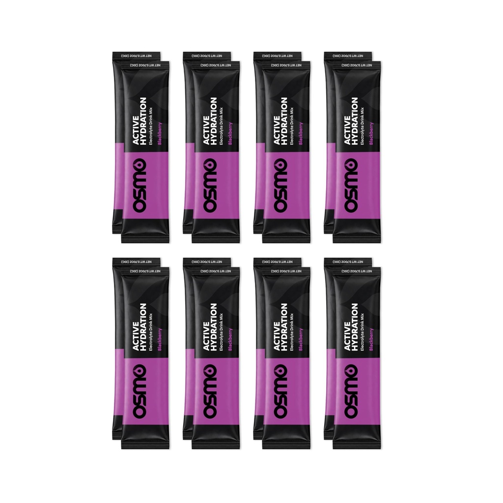 Osmo Active Hydration Elektrolyyttijauhe - sisältää natriumia, magnesiumia, kaliumia, karbeja ja vitamiineja, kaikki luonnolliset ainesosat, 3X Nopeampi nesteytys, Teho ja kestävyys - 16 pakkausta, BlackBerry