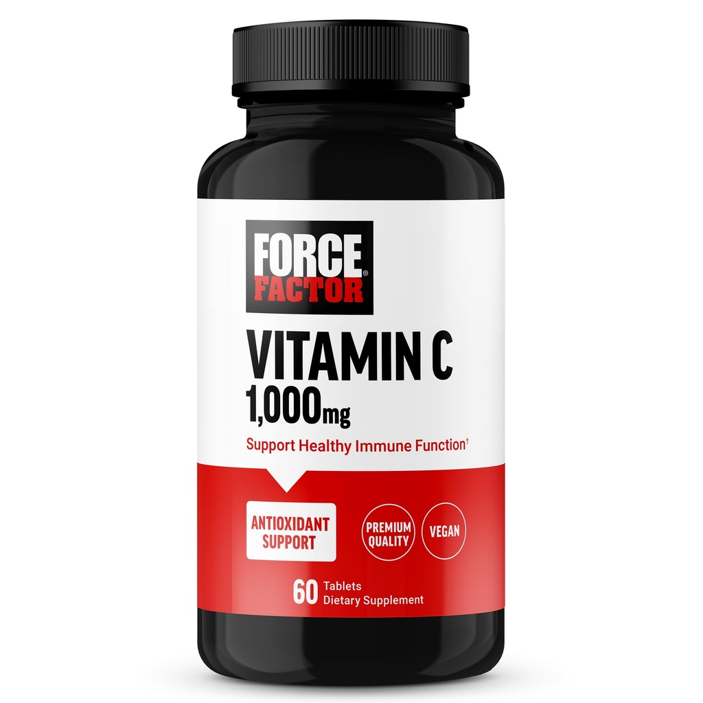 FORCE FACTOR C 1000 mg Immunosupport Supplement, C-vitamiini täydentää immuuni Vitamiinit Plus antioksidantti tuki, Premium laatu, vegan, 60 C-vitamiinitabletit