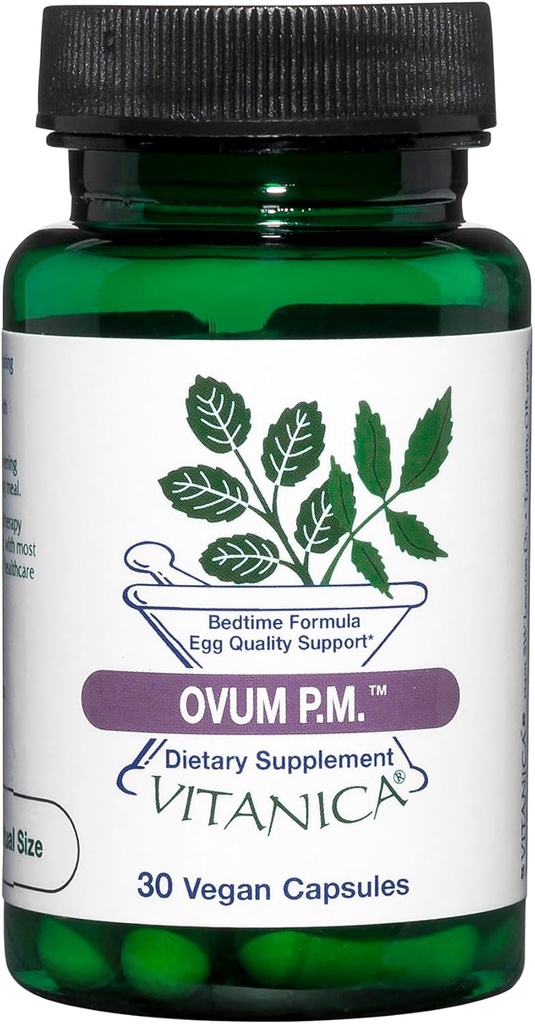 Vitanica Ovum PM - Egg Quality Support med vitamin D3, Alpha Lipoic Acid & Melatonin - fungerar bäst med Ovum AM - Herbal Dietary Supplement för kvinnors hälsa - Pro Logo - 30 Vegan Caps
