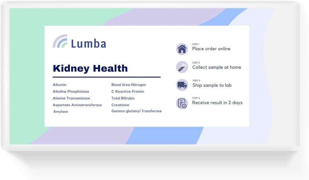 Kidney Health | at-Home Kit för att utvärdera 10 Essential Kidney Biomarkers och Key Enzymes | CLIA Certified Labs | Online resultat på 2 dagar