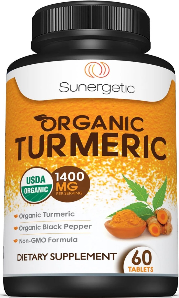 USDA Certified Organic Turmeric Supplement ... Sisältää Organic Turmeric & Organic Black Pepper... 1400mg Turmeric per Serving - 60