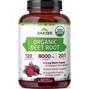 Zazzee USDA Organic Beet Root 8000 mg Vahvuus 20:1 uute, 120 Vegan Quick Release kapselit, Black Pepper uute tehostettua imeytymistä, tukee typpioksidin tuotanto, ei-GMO, valmistettu Yhdysvalloissa
