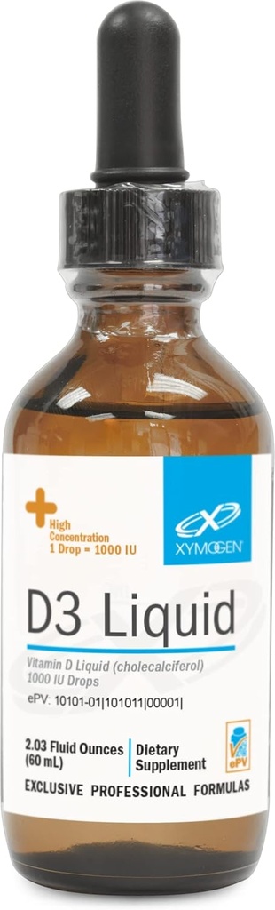 XYMOGEN D3 Liquid - Liquid D-vitamiini D3 -vitamiinia immuuniterveyden, luun ja sydämen terveyden tukemiseksi - 1000 IU VIT D/drop - Micro-Emulsified for Enhanced Absorption (2.03 oz / 1500 Servings)