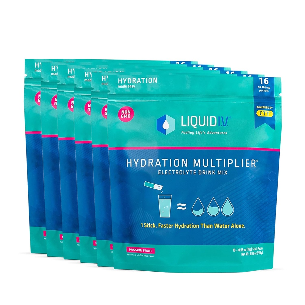 Liquid I.V. Hydration Multiplier - Passion Fruit - Hydration Powder Packetit Elektrolyytti Drink Mix Easy Open Single-Serving Stick .