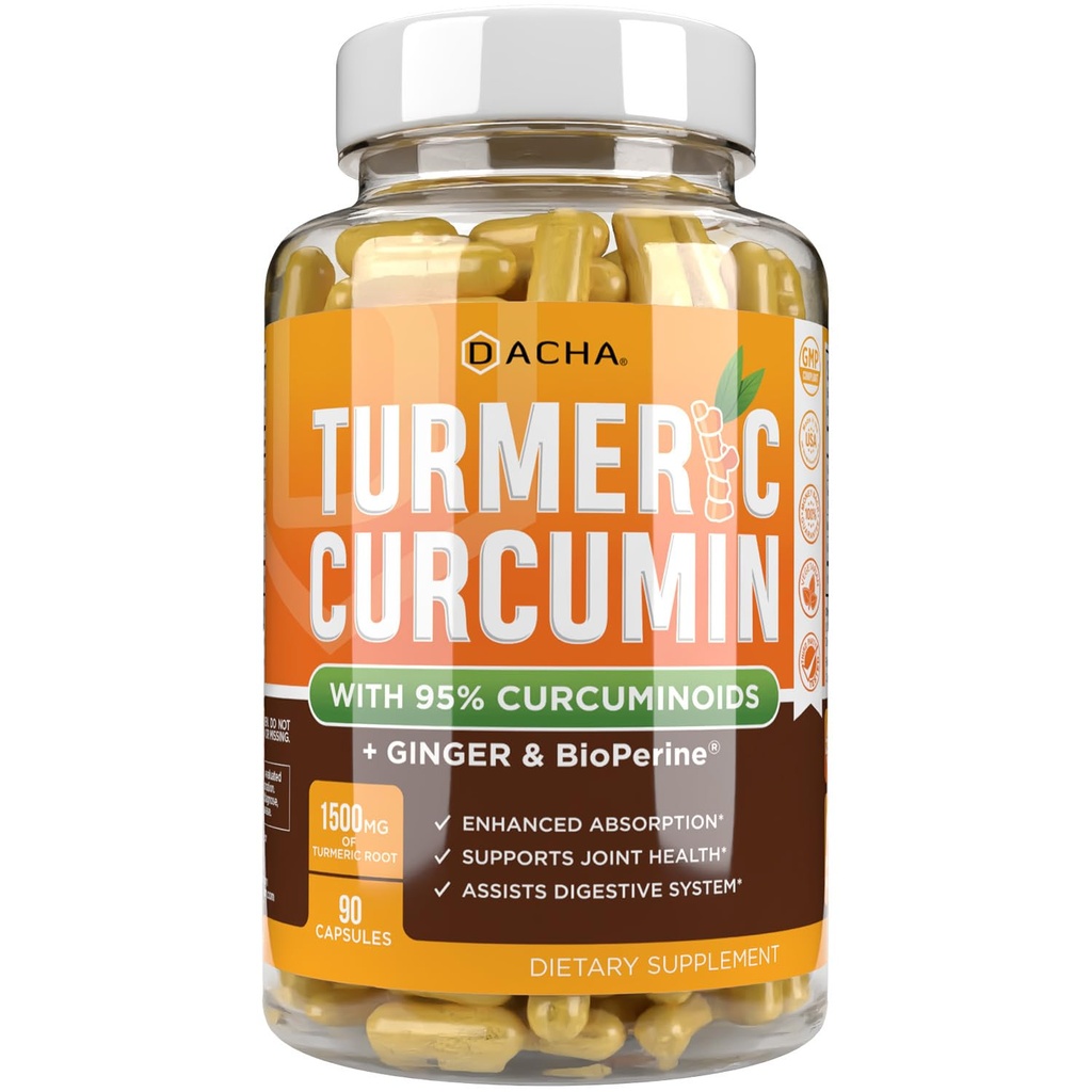 DACHA Tumeric Curcumin täydentää - 2250mg Joint Support Lisäravinteet Turmeeric Black Pepper Inkivääri 95% Curcuminoidit kapselit