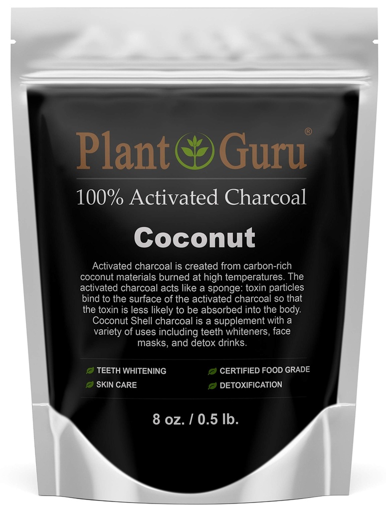Aktiverat kolpulver 8 oz. Coconut - Food Grade Kosher Non-GMO - Teeth Whitening, Facial Mask och Soap Making. Främjar naturlig avgiftning och hjälper matsmältning