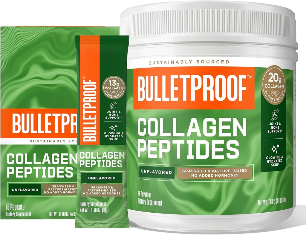 Luodinkestävä Kollageeniproteiinijauhe, 18g proteiinia, 17,6 Oz, makuamaton kollageeniproteiinijauhe GoPacks, 12g proteiinia, 15 pakkaus, Grass Fed Kollageenin Peptides ja Aminohapot