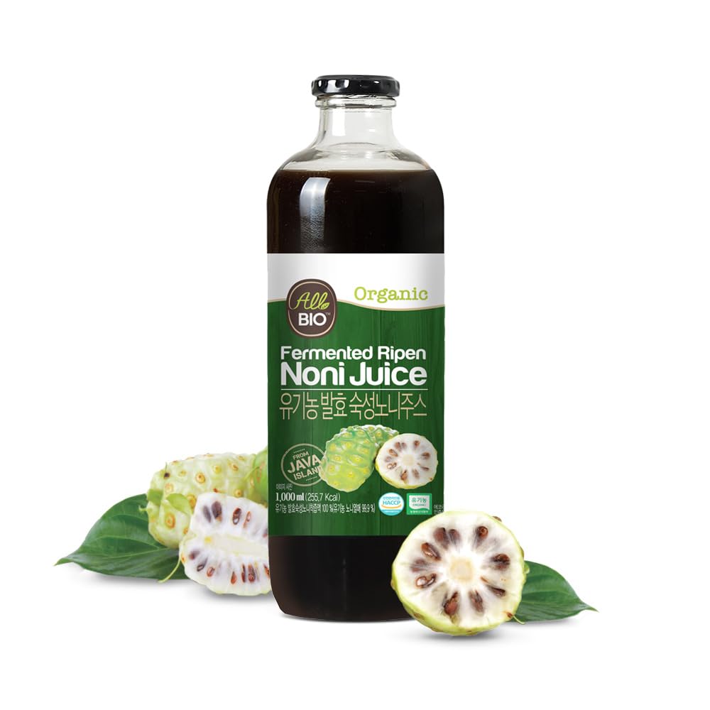 Java Organic NONI Juice Extract - 33,8 fl oz (1L) Pullo - 100% Pure Resveratrol & Fermented Noni by ALLBIO