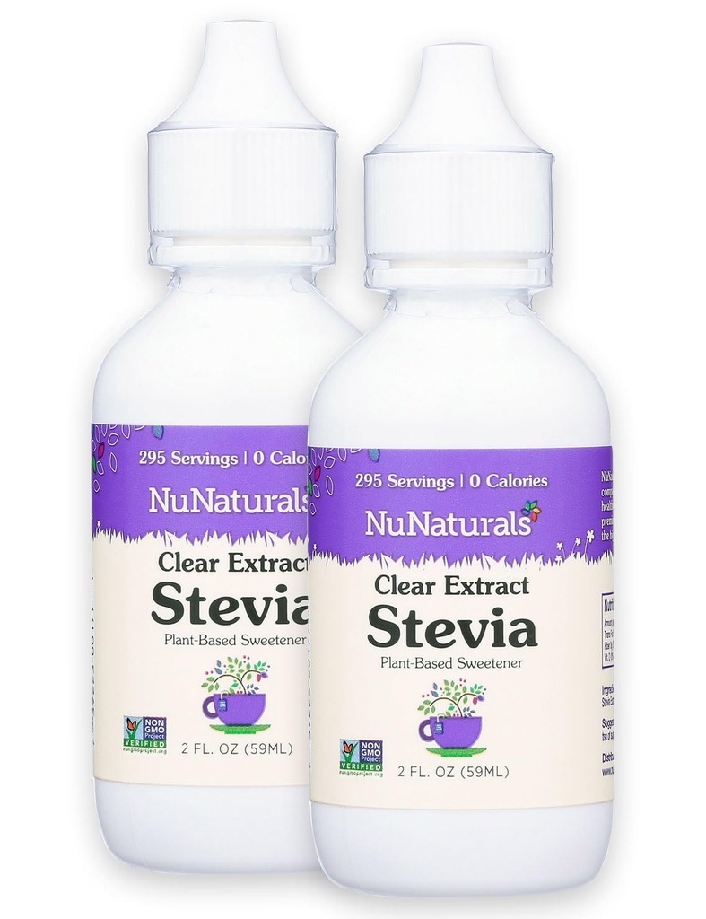 Nunaturals Clear Extract NuStevia, Plant-Based Makeuttaja, 2 oz, 2 pakkaus, Muovi