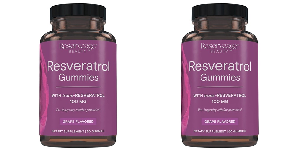 Varaus Kauneus- Resveratrol Gummies 100 mg, antioksidantti täydentää Heart Health, Antioksidantti täydentää tukee Terve ikääntyminen, Vegan - 2 pakkaus