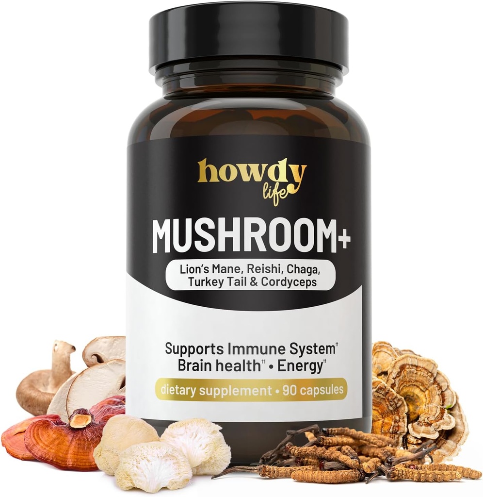 Lions Mane Supplement Kapselit - Sieni täydentää aivojen Booster Reishi, Chaga, Cordyceps ja Turkki Tail Mushroom Powder - Nootrooppinen ja energia täydentää muistia ja keskittyä