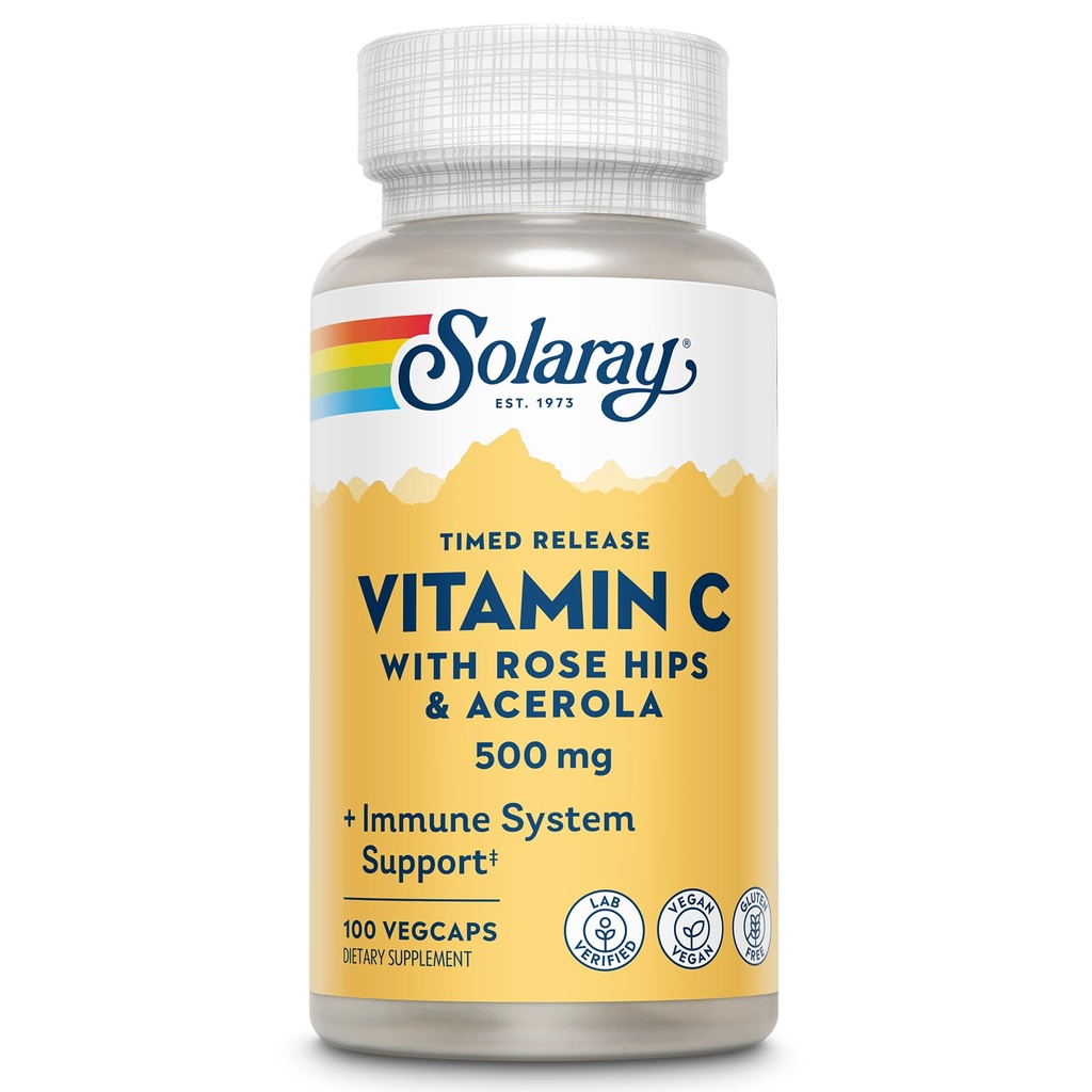 Solaray C Kaksivaiheinen Release kanssa Rose Hips ja Acerola Supplement, 500mg, 100