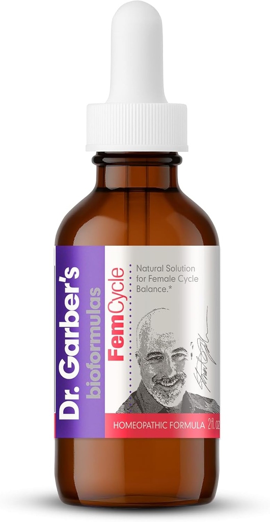 Tohtori Garber's Natural Solutions Fem Cyle Oral Drops - Gemmotherapy Liquid Supplement Balance Hormonit ja Relieve PMS, PMDD, Hot Flashs, Menopause, ja Menstrual Oireet - 60ml