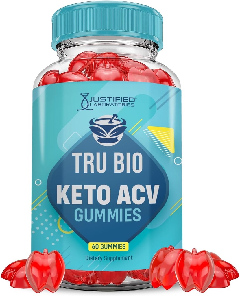 Justified Laboratories Tru Bio Keto ACV Gummies Advanced Formel 1000MG TruiBIo Keto Gummies Apple Cider Vinegar Formulerad med Pomegranate Beet Juice Powder B12 Vegan Non GMO 60 Gummys