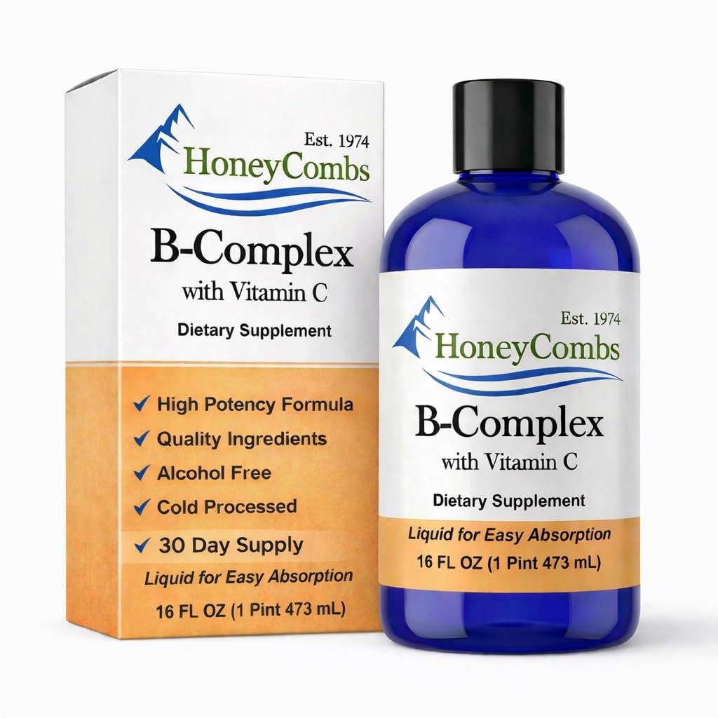 HoneyCombs B-vitamiini Complex Drops . Nestemäinen täydentää B1, B2, B3, B5, B6, B7, B9, B12 & C-vitamiinia.