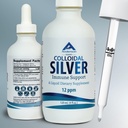 Nano Kolloidinen Silver Liquid, 12 PPM Deionized Silver, 4 Oz lasipullo mittaus Dropper, 24 tarjoilua