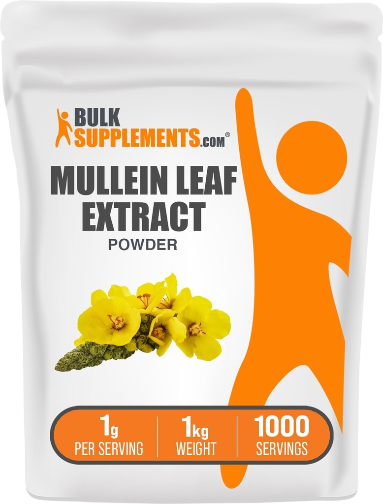 BulkSupplements.com Mullein Leaf Extract - Verbascum Thapsus, Mullein Supplement - Herbal Supplement for Immune Support - Gluteeniton, 1g per Serving, 1kg (2,2 lbs) (Pakkaus 1)