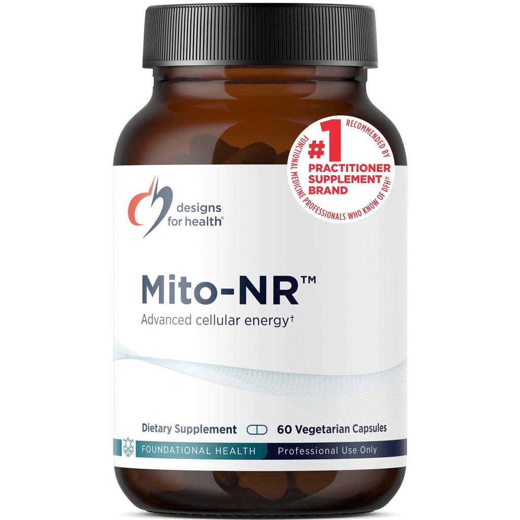 Design för hälsa Mito-NR - Nicotinamide Riboside (NAD Supplement) med COQ10 + Trans Geranylgeraniol - NR + GG Supplement för Mitochondrial Cell Health Support (60 kapslar)
