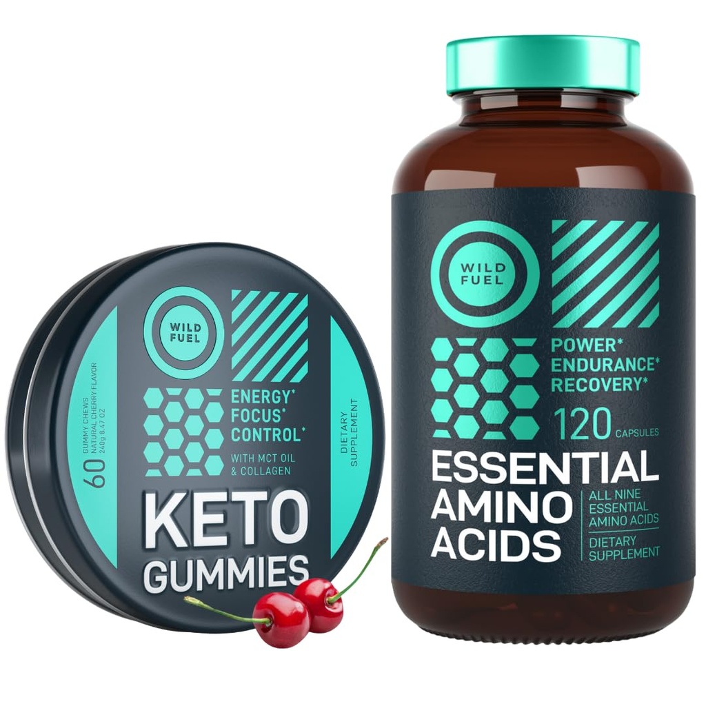 Wild POLTTOAINE Essential Amino Acid Supplement ja Keto Candy MCT Oil Keto Gummies Energia, Teho, ja Recovery Bundle