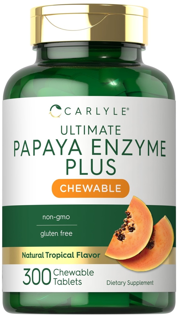 Carlyle Papaya Enzyme Pureskeltavat tabletit kasvissyöjä, ei-GMO, gluteeniton Formula