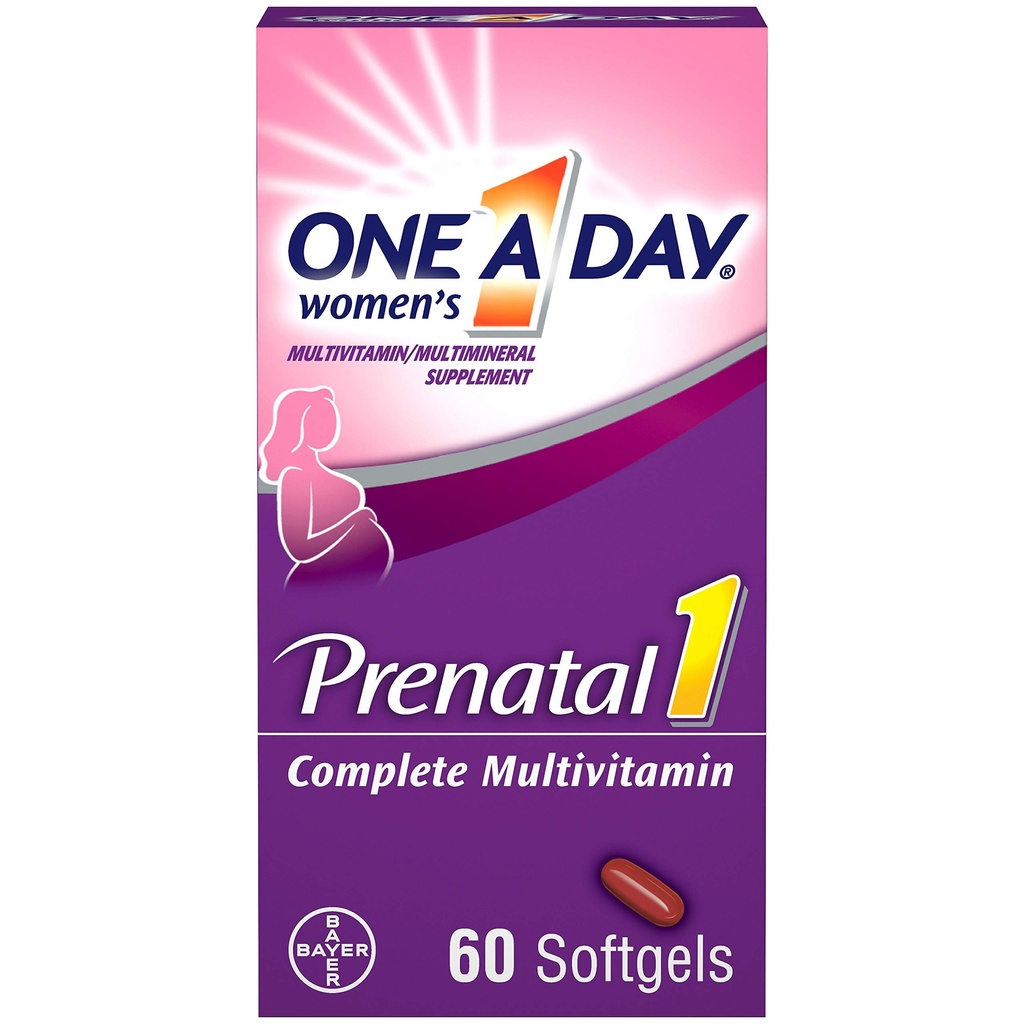 Yksi A-päivä Naisten prenataali 1 Multivitamiini mukaan lukien A-vitamiini, C-vitamiini, D-vitamiini, B6, B12, rauta, Omega-3 DHA & enemmän, Tabletit, Softgels, 60 Count - täydentää ennen, aikana, & Post Raskaus